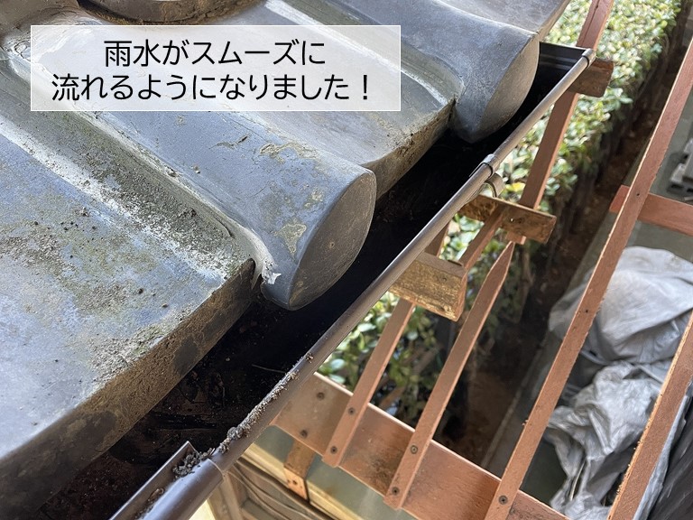 泉大津市の塀の雨樋の工事完了