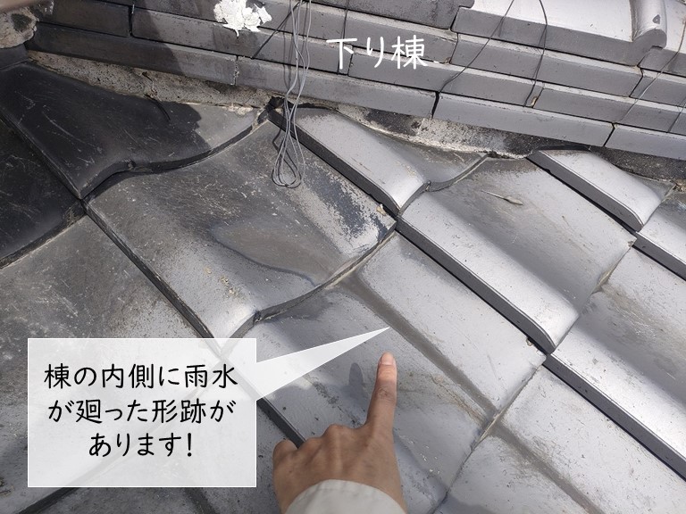 泉大津市の雨漏り修理で下屋の下り棟を積み直すご提案！