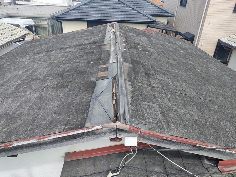 泉大津市の棟板金が台風で飛ばされました