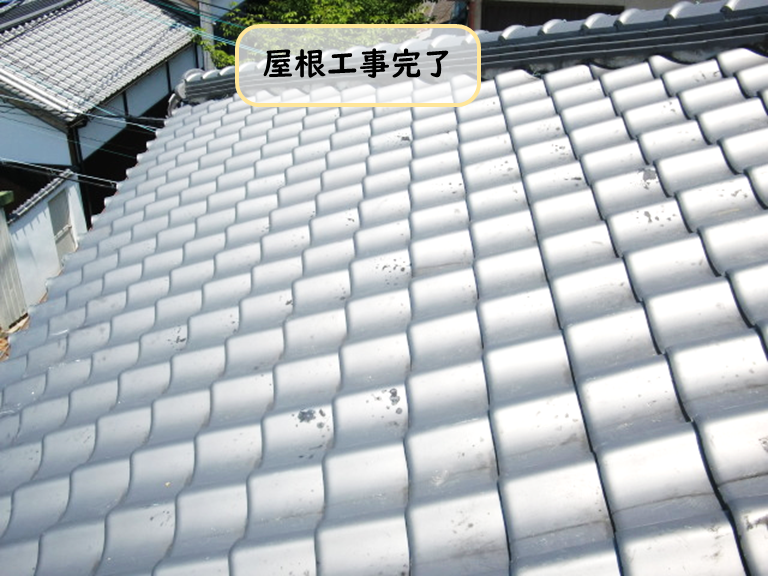 泉大津市で台風後の瓦屋根を修繕！コーキング劣化と漆喰を補修