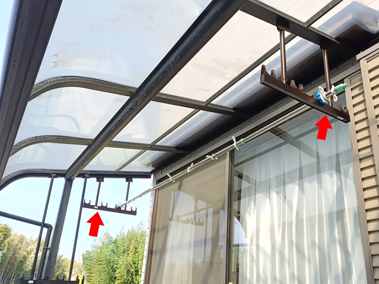 熊取町で洗濯用の物干し竿を設置する竿掛けをテラス屋根に設置したO様の声