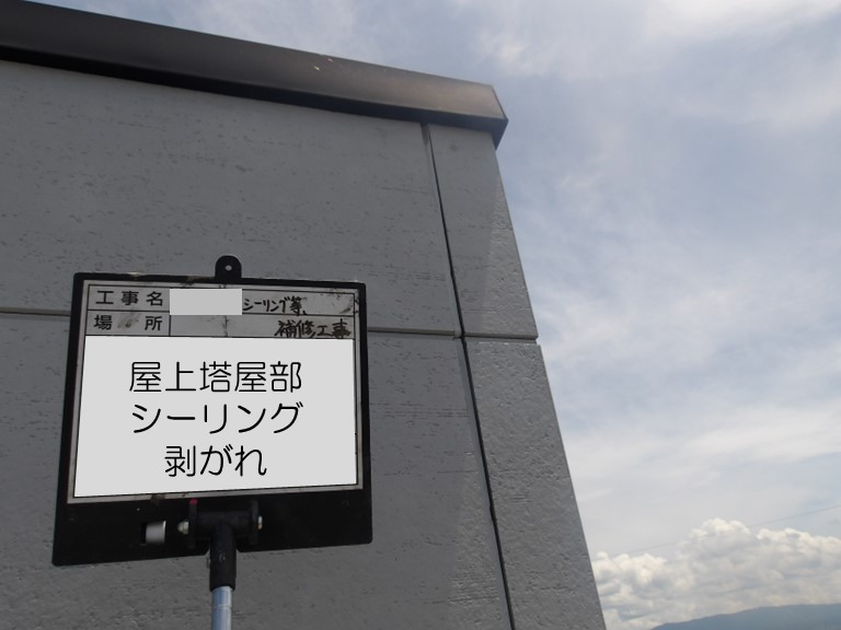 熊取町で雨漏りがしているとのご相談塔屋部シーリング剥がれあり