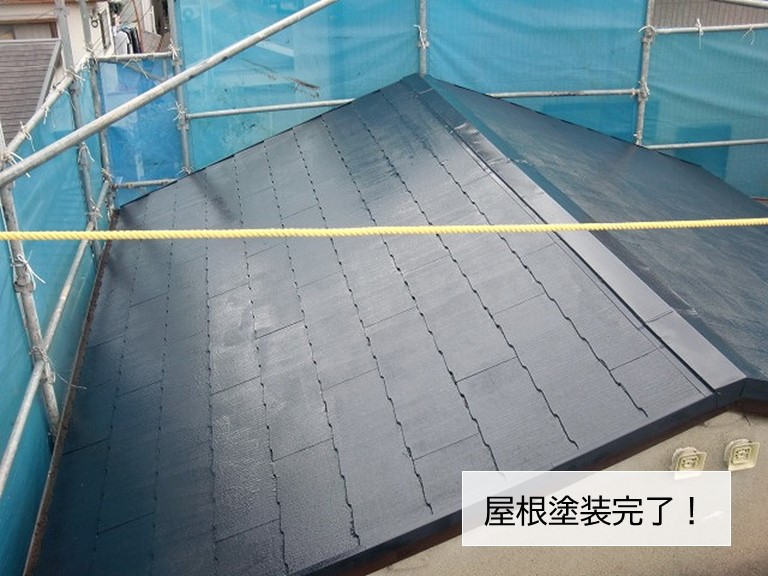 貝塚市のスレート屋根の塗装完了