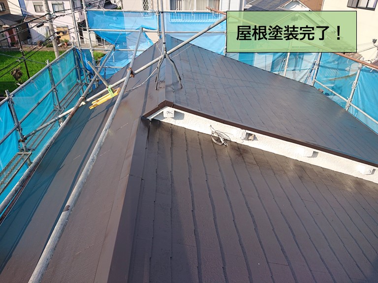 貝塚市の屋根専用遮熱塗料で塗装し、劣化したスレートを耐久性のある屋根にY様邸！