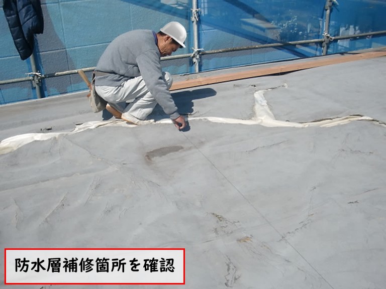 高石市で防水層補修箇所を確認